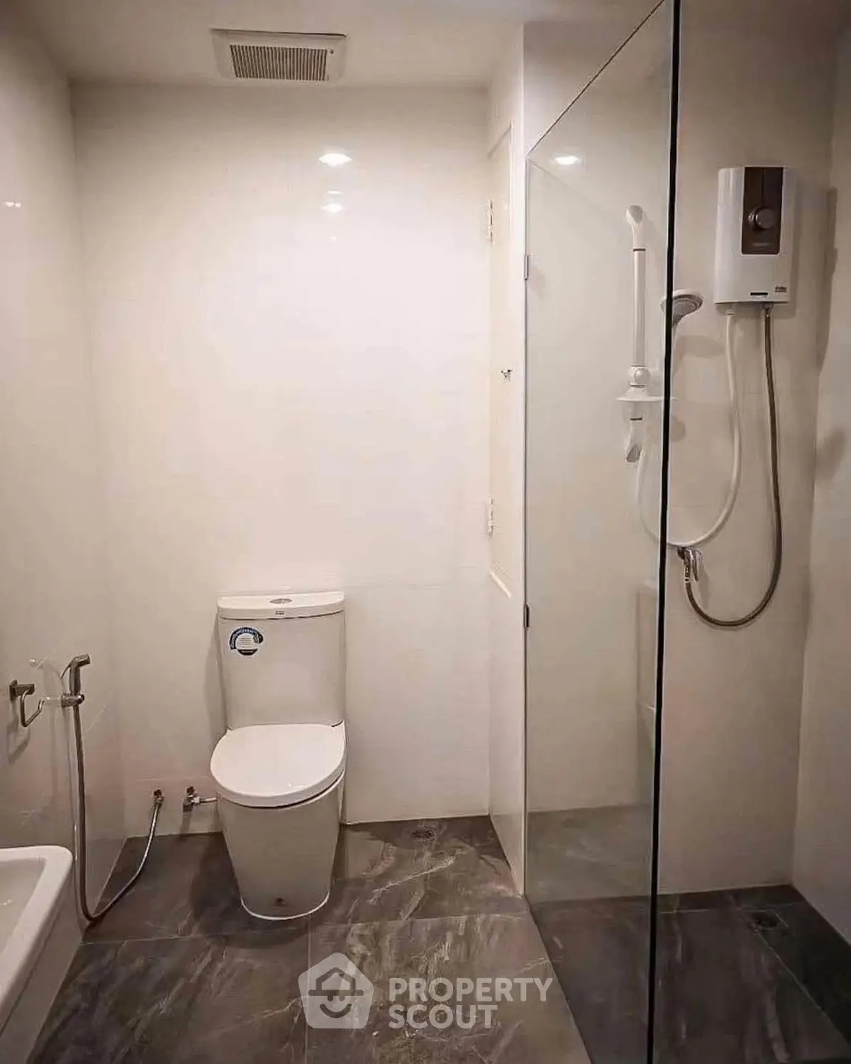 Modern bathroom with sleek design and glass shower enclosure