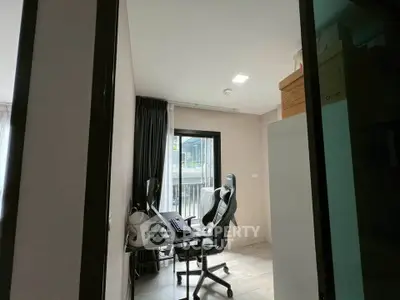 Modern study room with ergonomic chair and computer setup, ideal for remote work.