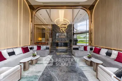 Luxurious modern living room with elegant decor and stunning marble flooring
