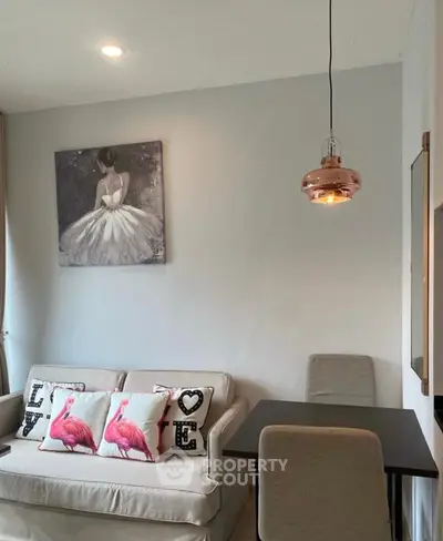 Chic living room with modern decor and cozy seating area