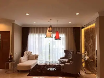 Elegant living room with modern furniture and stylish lighting