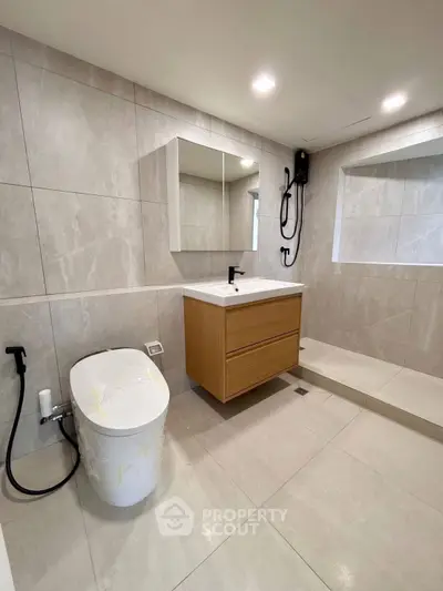 Modern bathroom with sleek fixtures and minimalist design