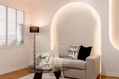 Stylish living room with modern decor and cozy seating area