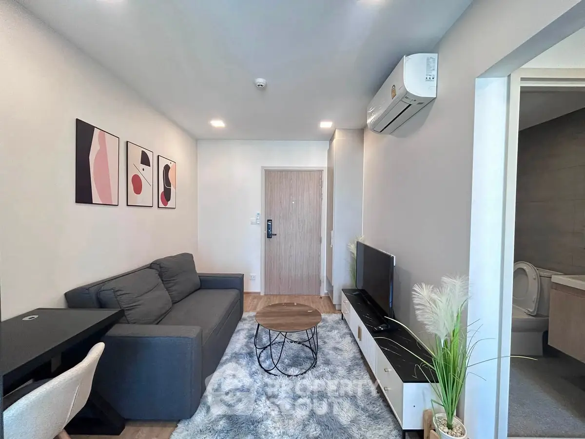 Modern living room with stylish decor and cozy ambiance
