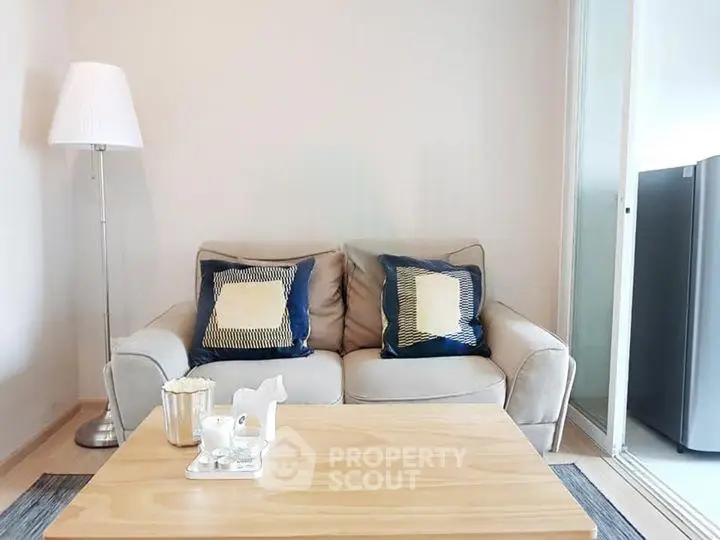 Cozy living room with stylish sofa and modern decor
