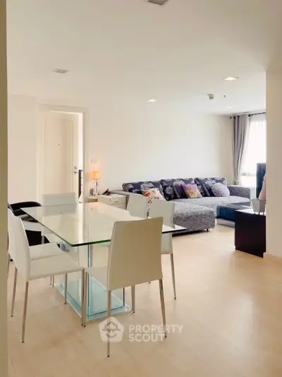 Spacious modern living room with dining area and stylish decor
