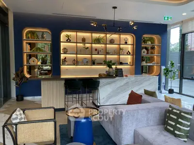 Modern living room with stylish bar and elegant decor