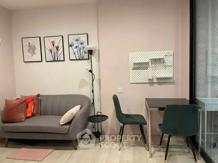 Chic living room with modern decor and stylish furniture, perfect for urban living.