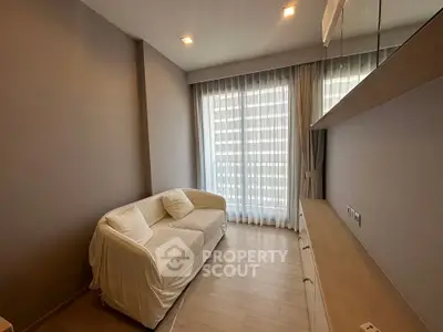 Cozy living room with modern decor and natural light