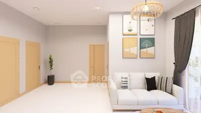 Spacious living room with modern decor and natural light