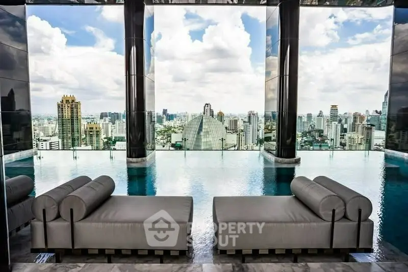 Luxurious rooftop infinity pool with stunning city skyline views.