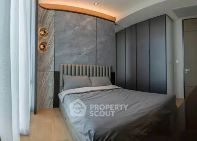 Luxurious modern bedroom with elegant design and stylish lighting