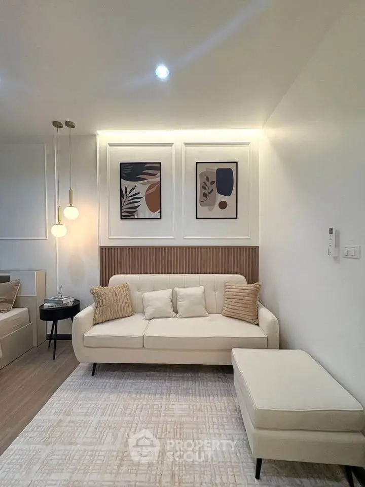 Stylish modern living room with elegant decor and cozy seating area