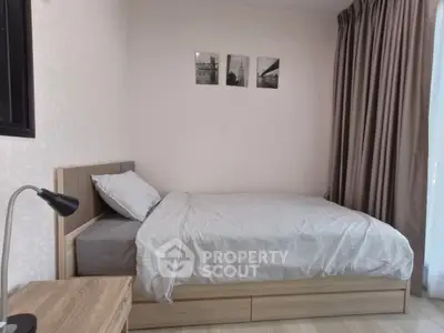 Cozy bedroom with modern decor and natural light