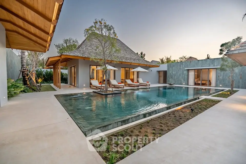 Luxurious modern villa with private pool and spacious outdoor area, perfect for relaxation and entertainment.