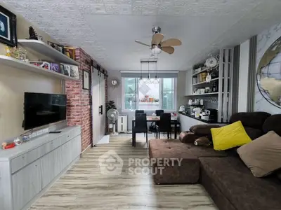 Stylish living room with modern decor and cozy seating area