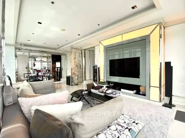 Luxurious modern living room with stylish decor and open layout, perfect for entertaining.