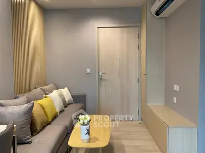 Modern living room with stylish decor and cozy seating area