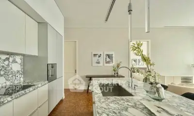 Luxurious modern kitchen with marble countertops and sleek design