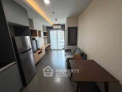 Modern living room with sleek furniture and natural light