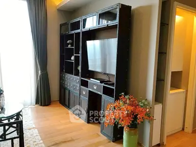 Stylish living room with elegant TV cabinet and vibrant decor