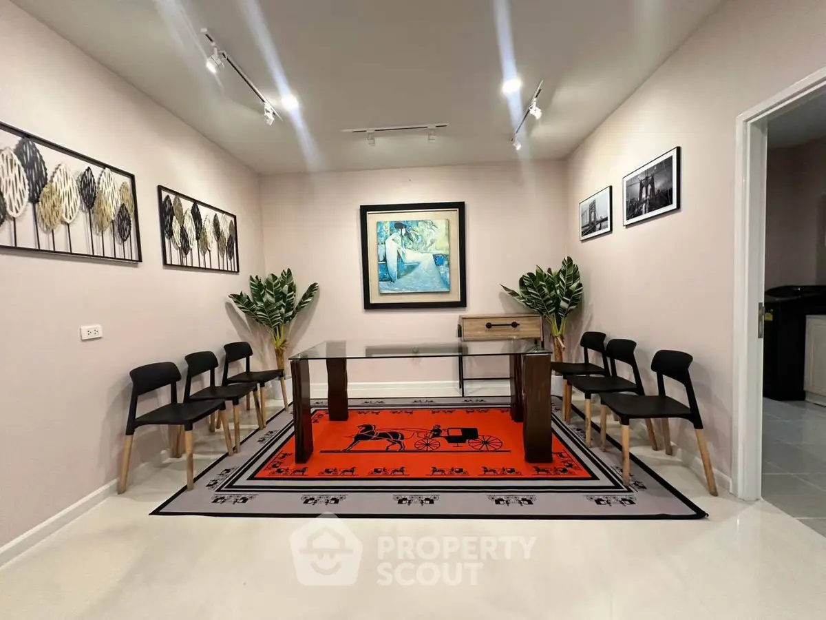 Elegant study room with modern decor and stylish furniture, perfect for productivity and inspiration.