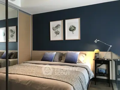 Modern bedroom with stylish decor and cozy ambiance