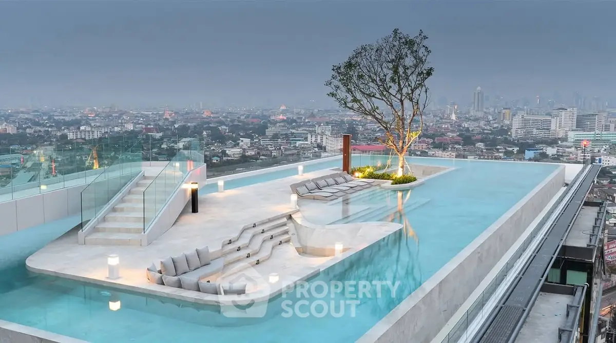 Stunning rooftop infinity pool with panoramic city views and modern design.
