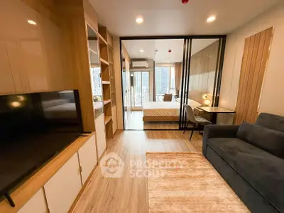 Modern studio apartment with open layout and city view