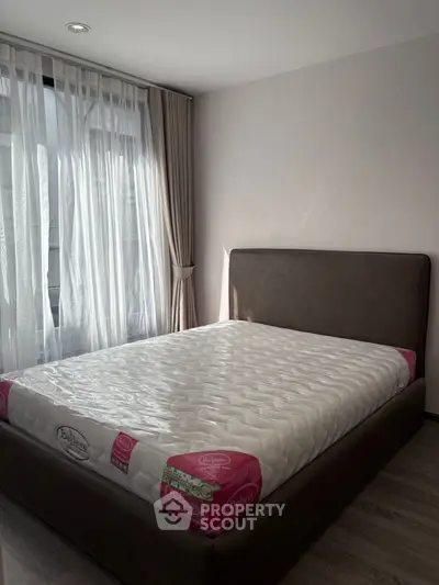 Cozy bedroom with modern bed and natural light