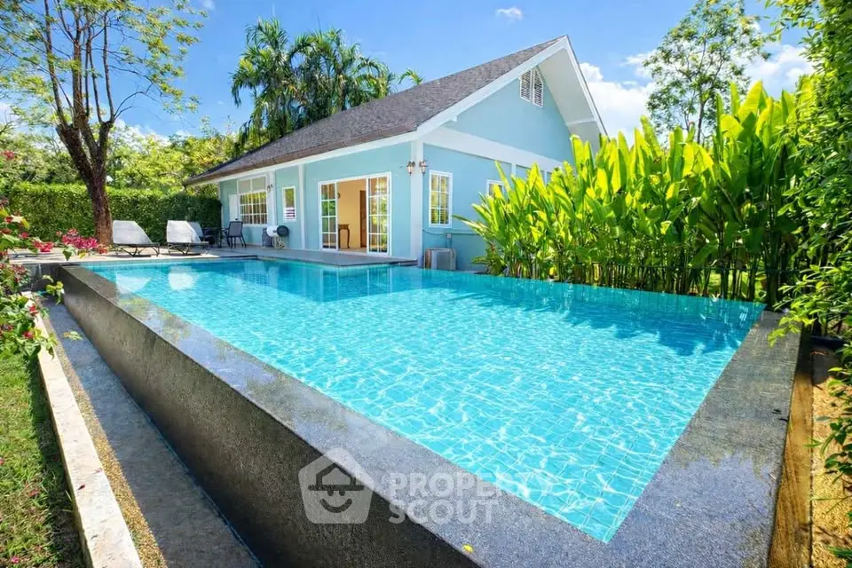 Stunning villa with private pool and lush garden, perfect for luxury living.