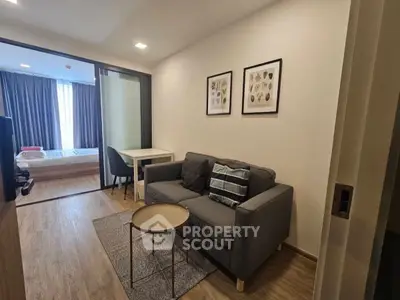 Modern apartment interior with cozy living room and stylish bedroom