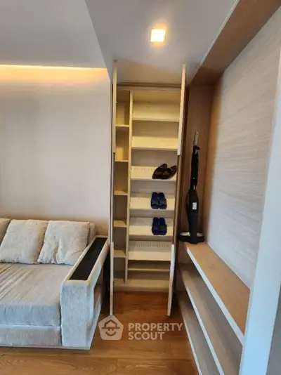Modern living room with hidden storage and sleek design