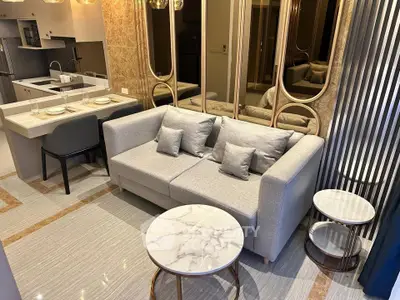 Luxurious modern living room with elegant decor and stylish furniture