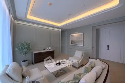 Luxurious living room with elegant decor and ambient lighting