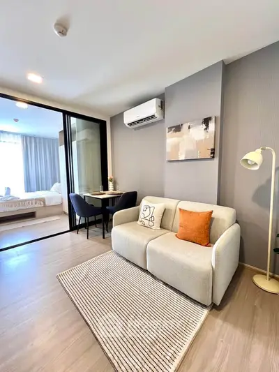 Modern living room with cozy sofa and stylish decor in a contemporary apartment