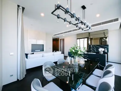 Luxurious modern living room with elegant dining area and stylish decor