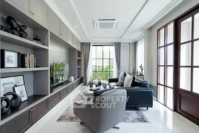 Luxurious modern living room with elegant decor and natural light