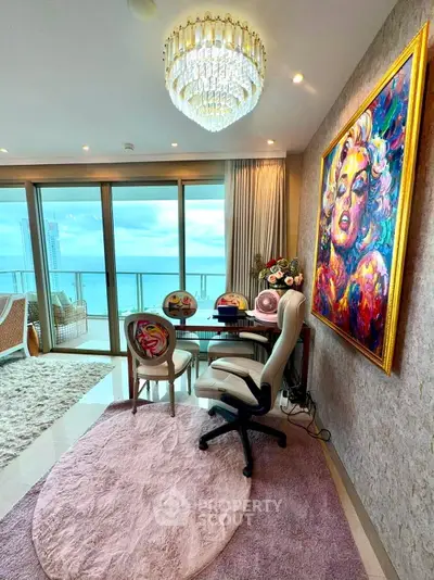 Luxurious living room with stunning ocean view and elegant decor