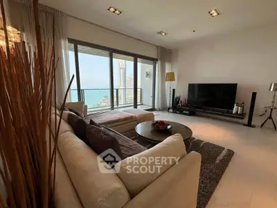 Luxurious living room with stunning ocean view and modern decor