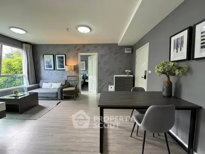 Modern living room with stylish decor and natural light