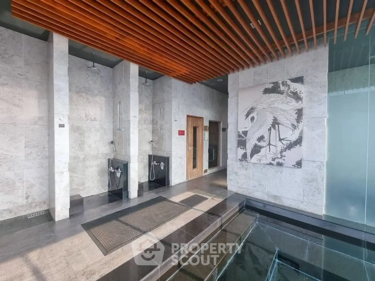 Luxurious spa-like bathroom with modern design and elegant finishes