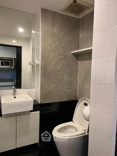 Modern bathroom with sleek fixtures and contemporary design