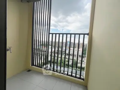 Modern balcony with city view and sleek railing design