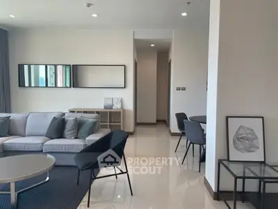 Spacious modern living room with stylish furniture and elegant decor