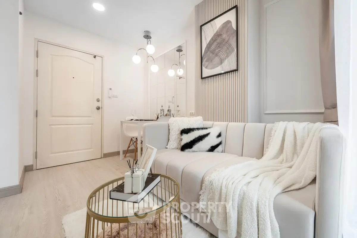 Stylish modern living room with elegant decor and cozy seating area