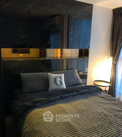 Luxurious bedroom with elegant decor and ambient lighting