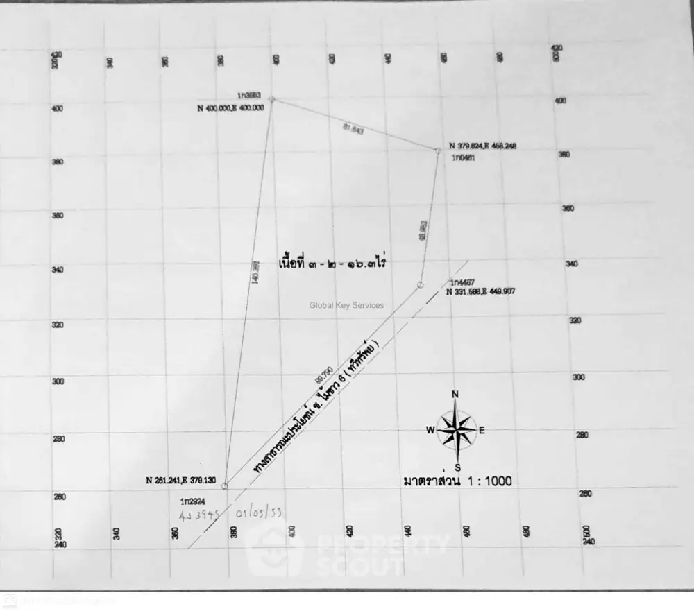 Detailed schematic land plot plan showcasing precise measurements and boundaries, ideal for architects and property developers.
