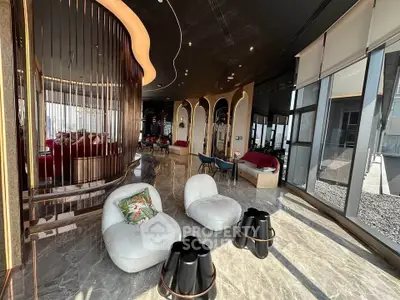 Luxurious modern living room with elegant decor and panoramic windows