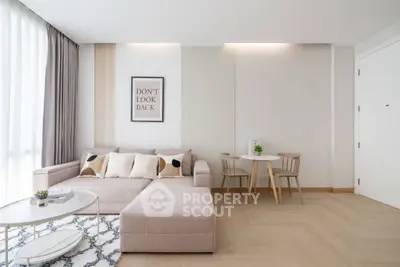 Modern living room with stylish decor and cozy seating area